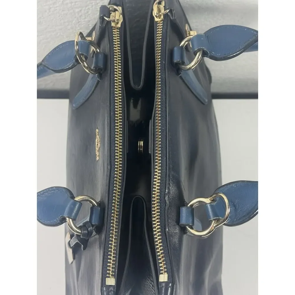 Coach Two Tone Blue Python Embossed And Leather Carryall Tote